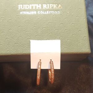 Judith Ripka Sterling Collection Hoop Pierced Earrings – Rose Clad